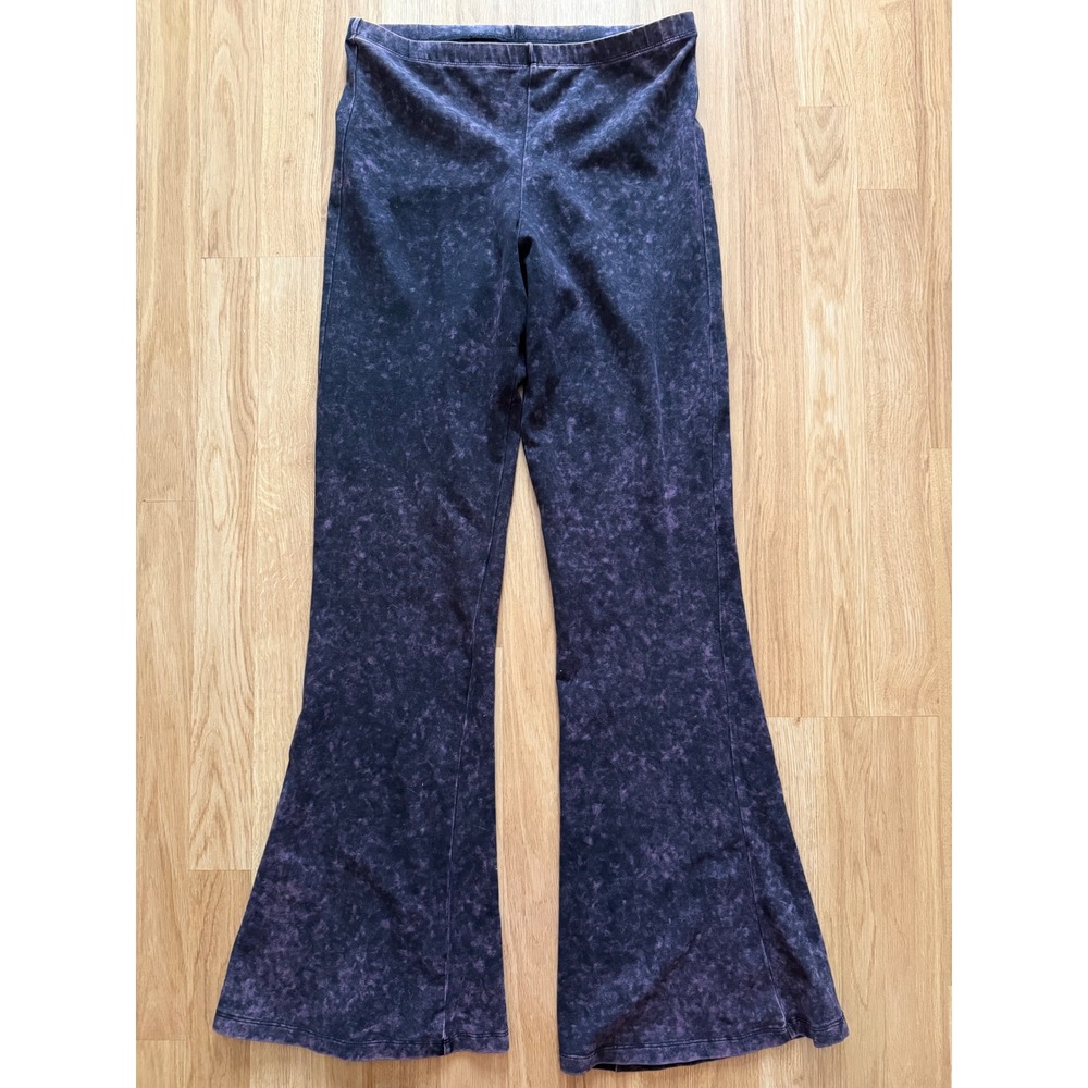 Zenana Signature Purple Mineral Wash Flare Pants Bell Bottom Leggings Large - Picture 2 of 5